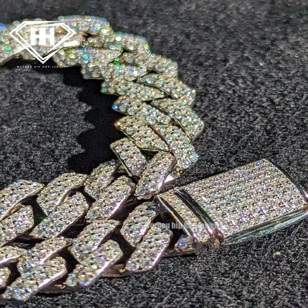 Набор браслетов в стиле хип-хоп ледяной браслет S925 серебро 14 мм ширина два ряда