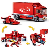 sluban high tech car truck toys 557pcs 2in1 vehicle parking space and racing car building blocks moc bricks educational toys