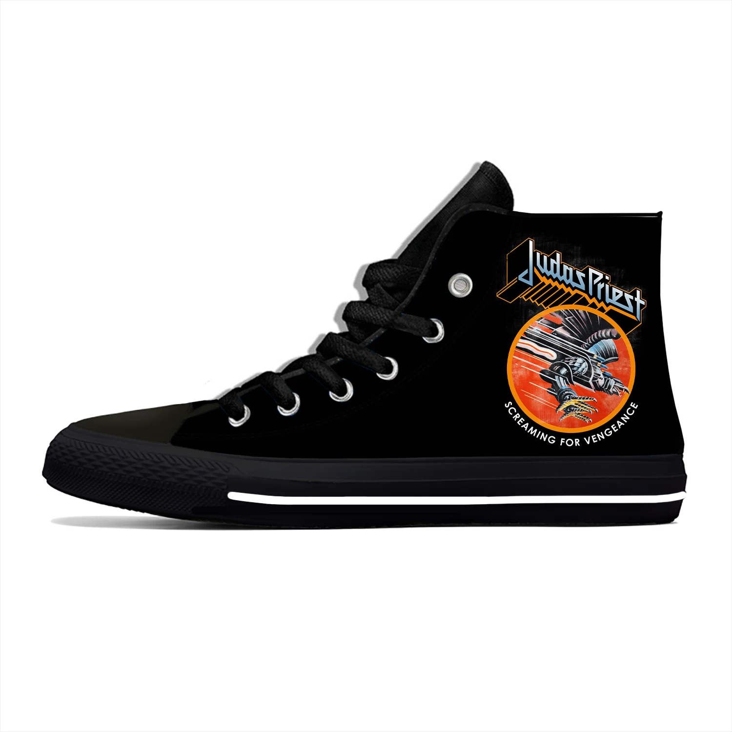 

Judas Priest Rock Band Metal Novelty Design Lightweight High Top Cloth Shoes Men Women Casual Breathable Sneakers