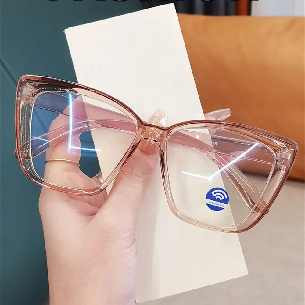 

Clear Anti-UV Blue Rays Glasses Fashion PC Solid Color Computer Goggles Big Frame Ultra-light Optical Glasses Frame Women