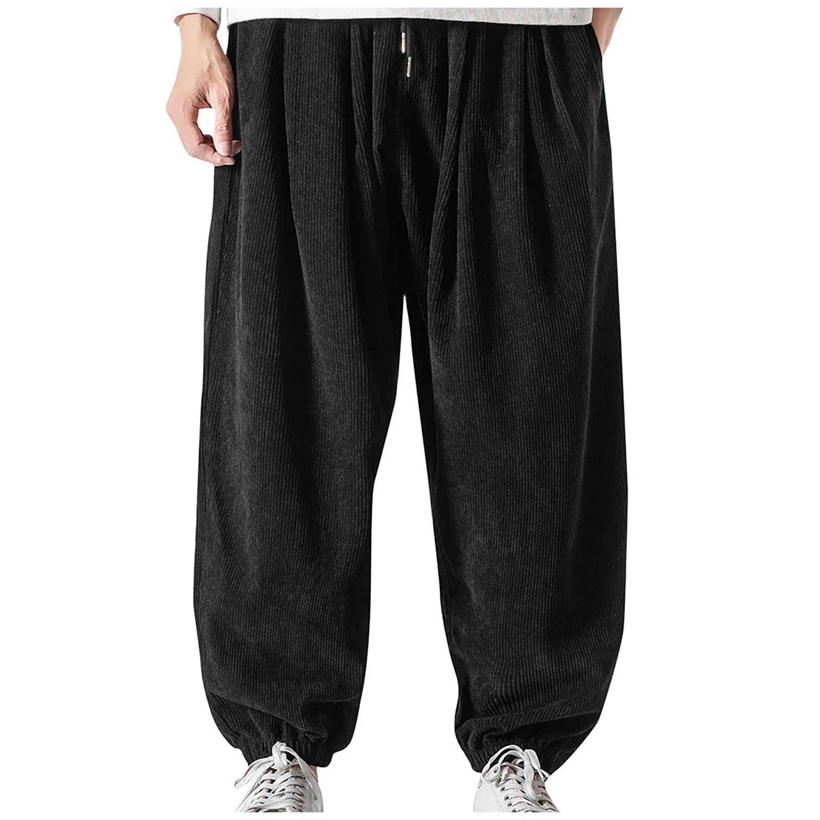 

Man Corduroy Pants Casual Tie Leg Straight Woman Solid Color Oversize Trousers Mans Korean fashion loose Streetwear Pants