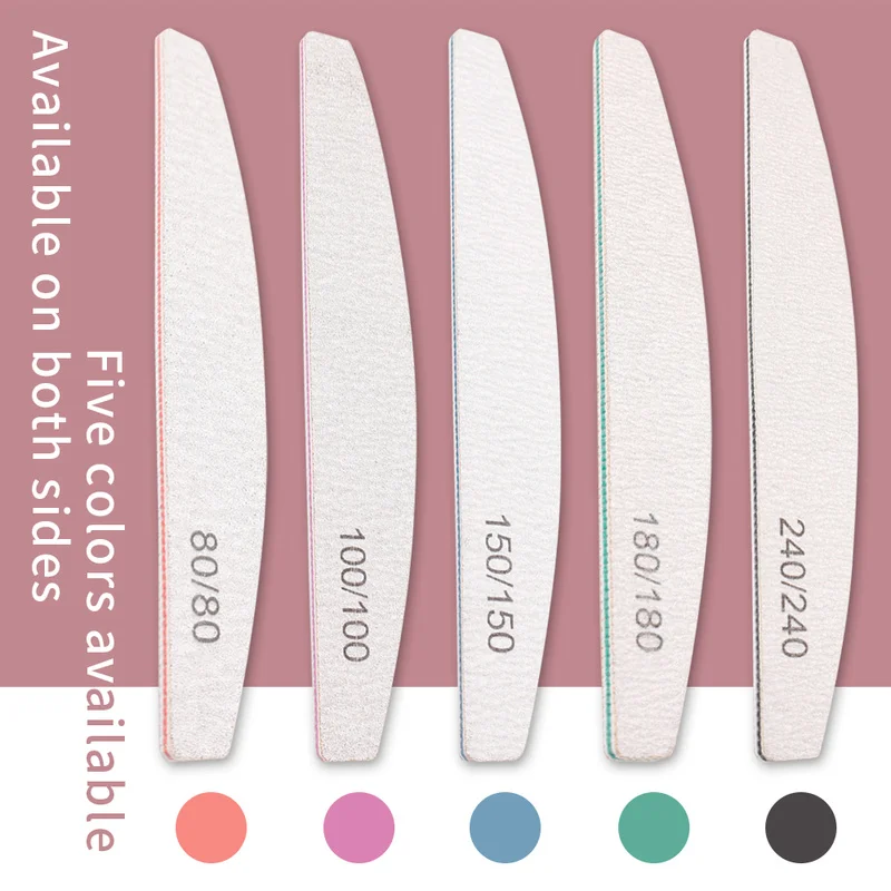 

Professional Nail File Sandpaper 100/180 Strong Thick Nail Files Buffer for Manicure Sanding Half Moon Lime Nail Tools 1PCS