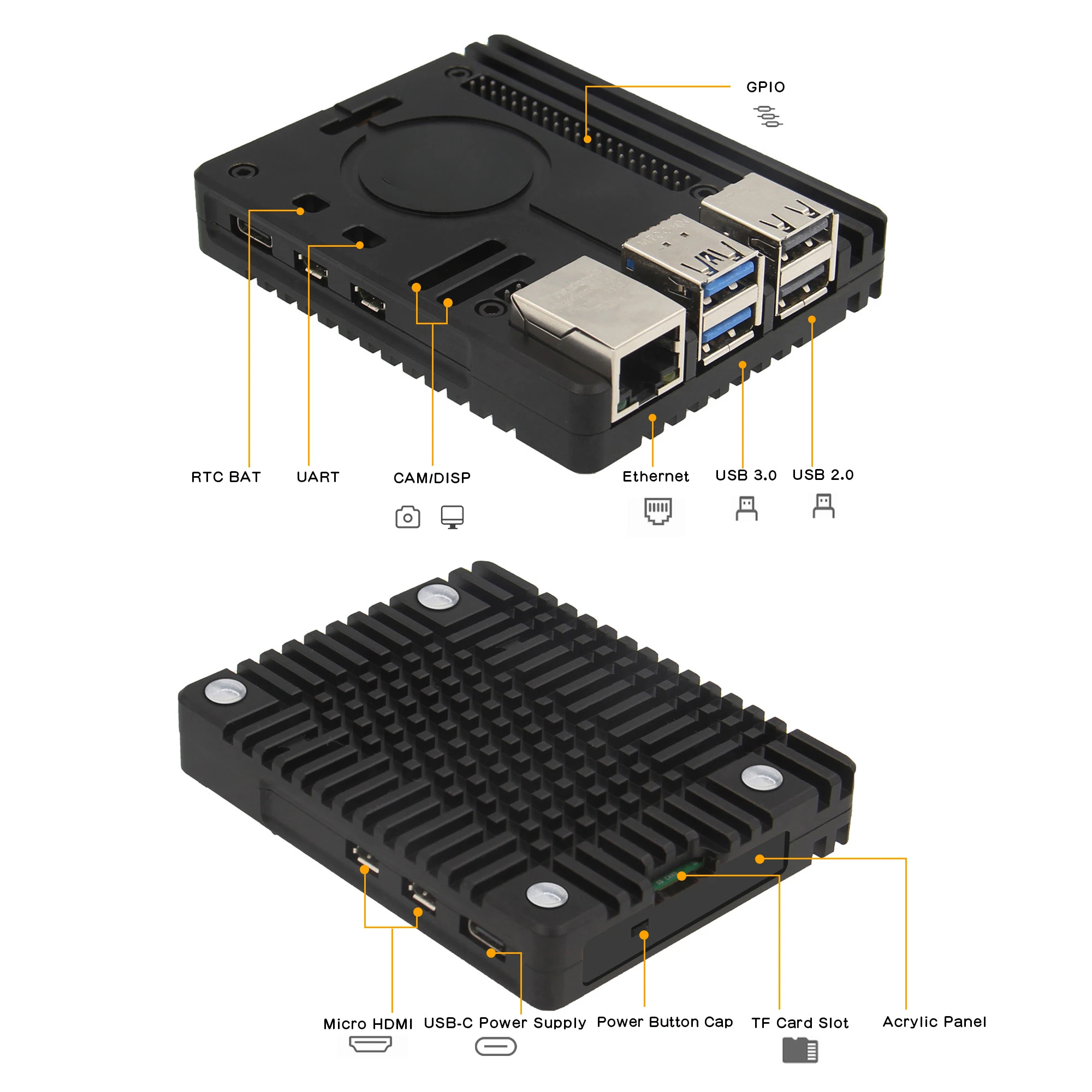 Geekworm Raspberry Pi 5 ультратонкий корпус с пассивным охлаждением из алюминиевого сплава