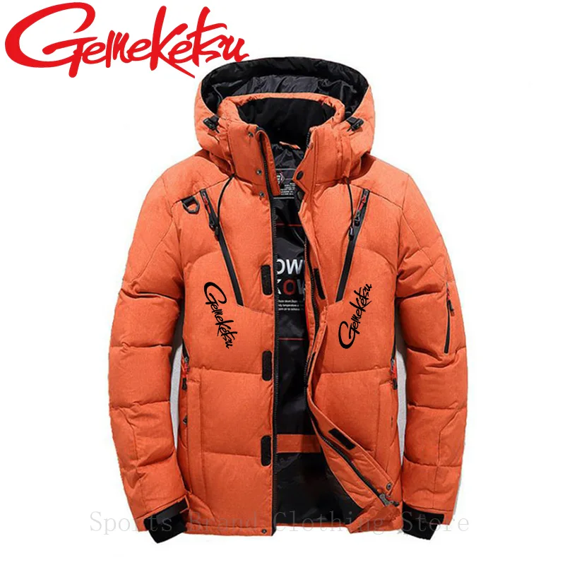 Новый Зимний толстый и теплый мужской пуховик со съемной шапкой куртка из белого