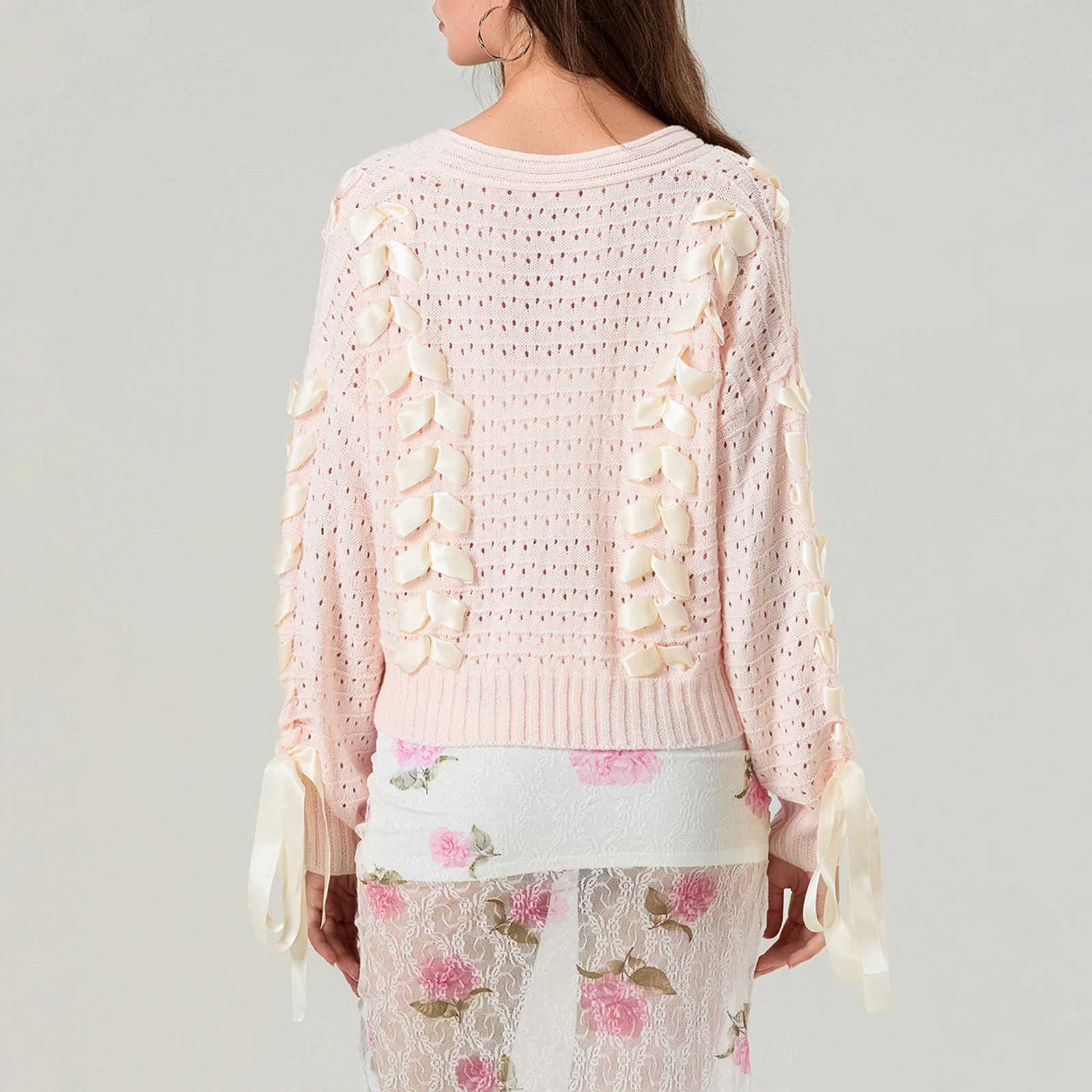 Dourbesty женский весенне-осенний эстетический вязаный кардиган с длинным рукавом и