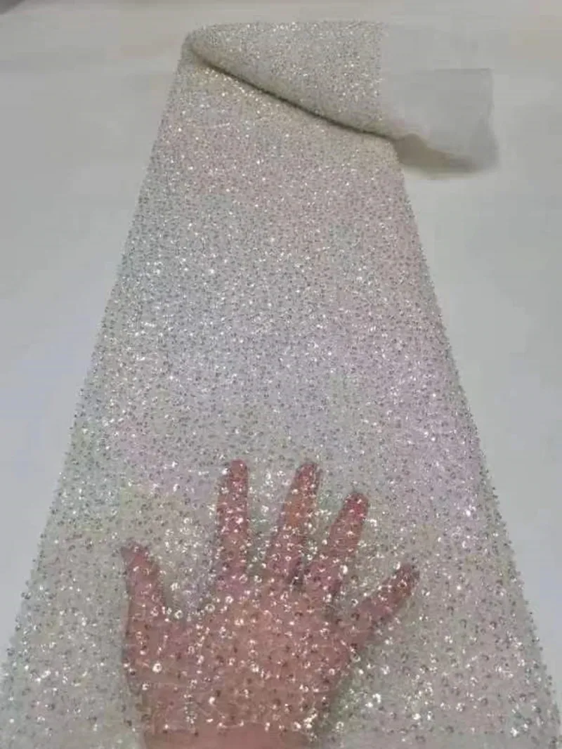 Новая высококачественная Роскошная сетка с бусинами и жемчужинами блестками