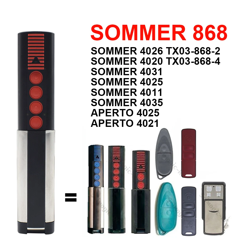 

Sommer 868 Mhz Remote Control 4020 4026 4011 4025 4031 4035 TX03-868-4 TX03-868-2 Rolling Code Remote Control Door Garage Opener