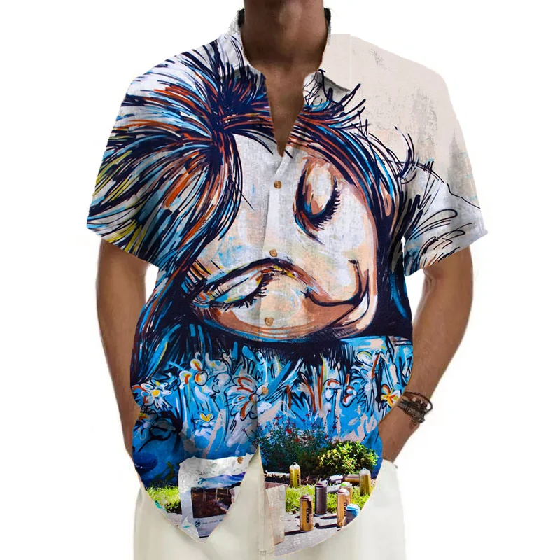 

Новинка 2023, обязательная рубашка, Цветочная Сексуальная рубашка, Пляжная женская рубашка, мужские и женские рубашки, китайские трендовые ру...