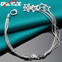 925 sterling silver five snake chain pentagram pendant bracelet ladies party wedding engagement fashion jewelry