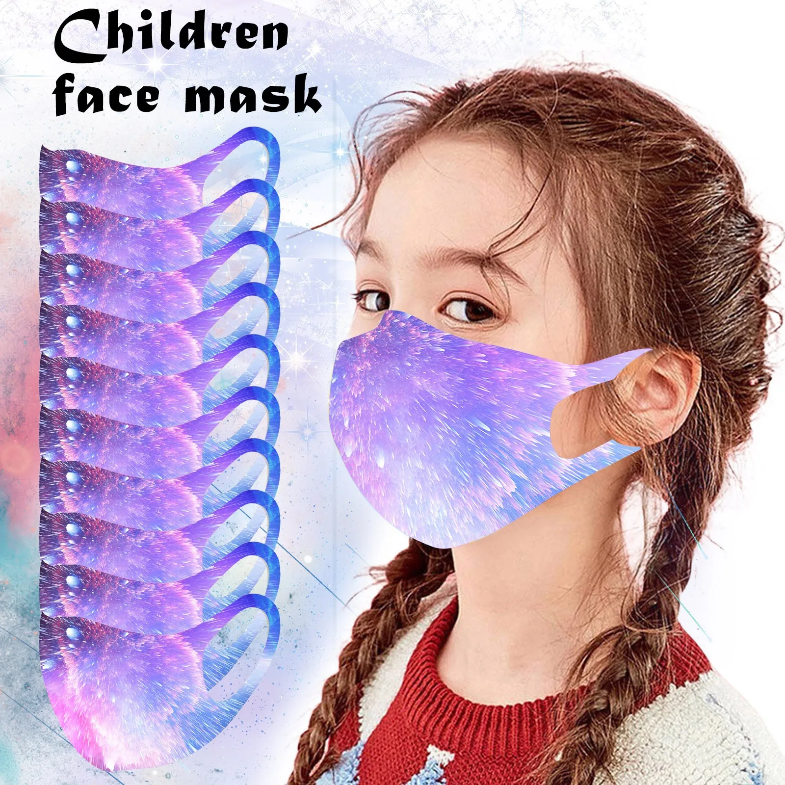 

Ice Silk Cotton Children's Mask Space Breathable Reusable Cooling Cloth Kids Mask Washable Outdoor Star Print Girls Boys Masque
