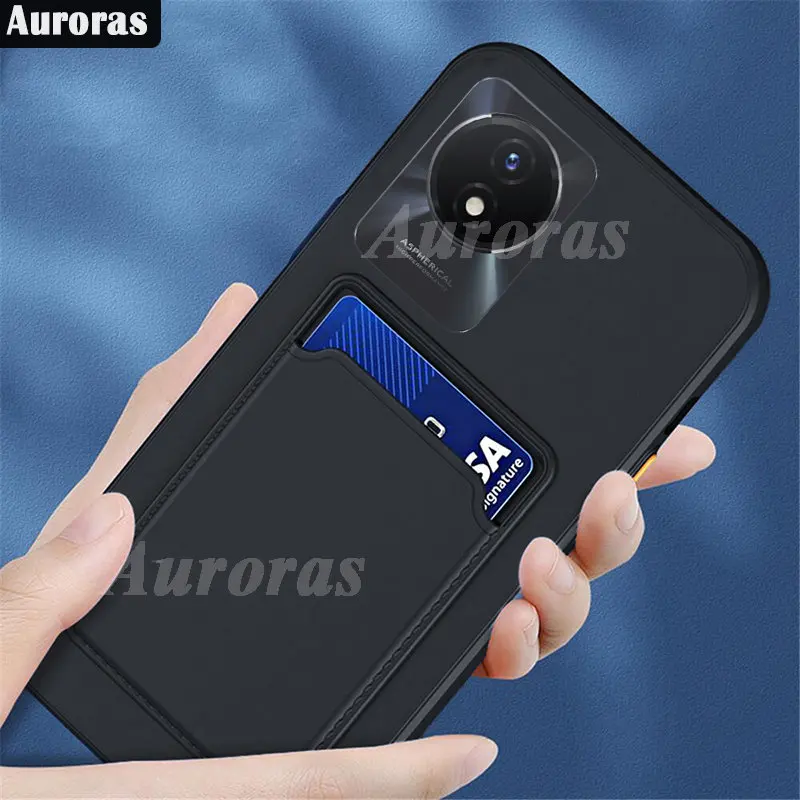 Auroras для VIVO Y02 Y16 чехол Роскошный кошелек слот для карт задняя крышка Мягкий Силиконовый протектор для VIVO Y22 Y35 чехол