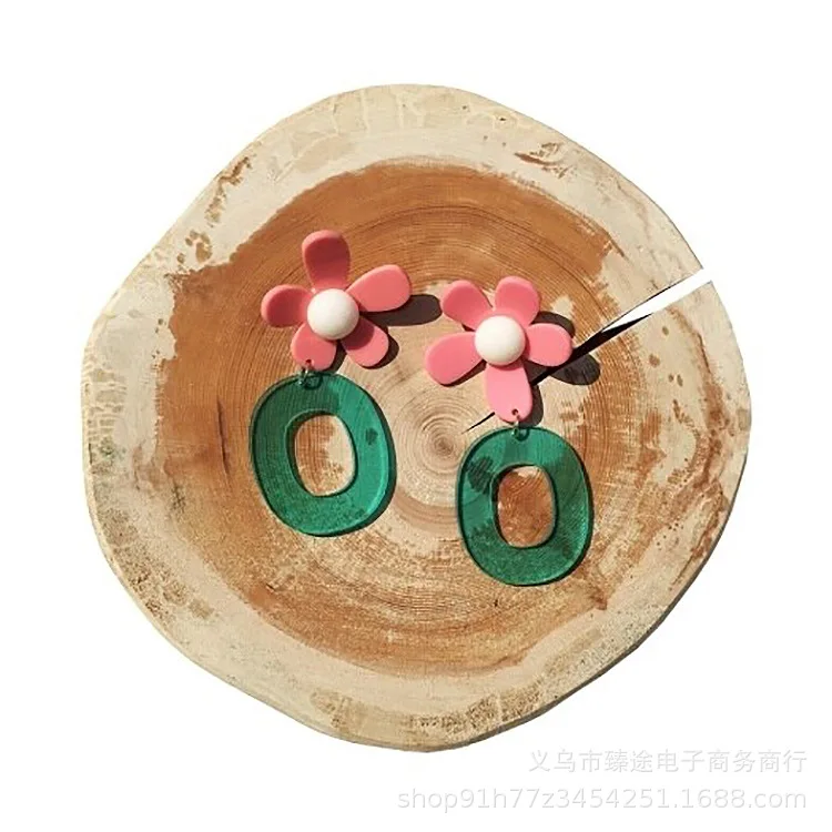 

2pcs exaggerated flower ring big earrings acrylic accessories DIY handmade earrings jewelry wholesale