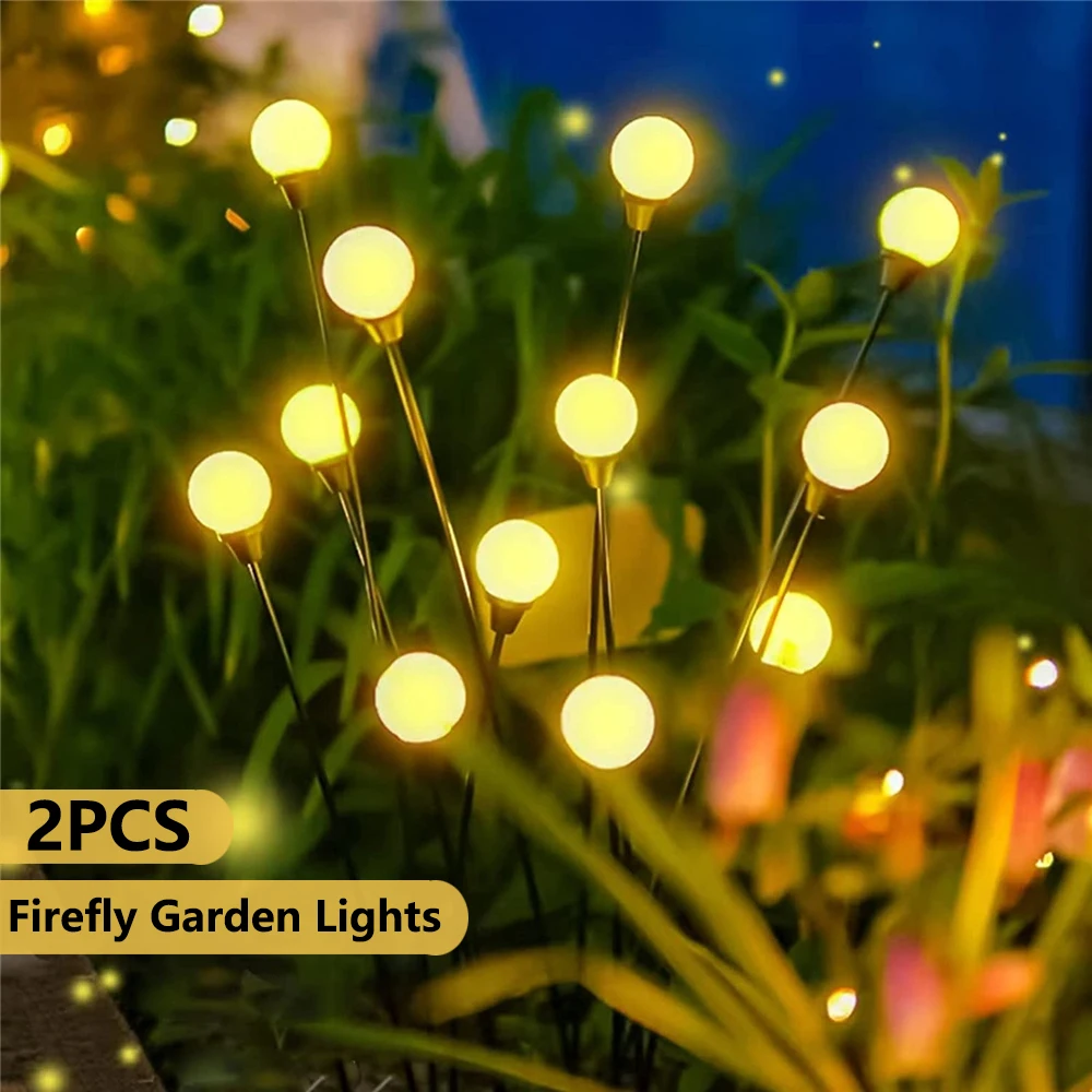 

2/4/6pcs Solar Firework Firefly Garden Lights Outdoor LED Lawn Stake Light Waterproof Landscape Lighting Wind-Driven Swing Lamp