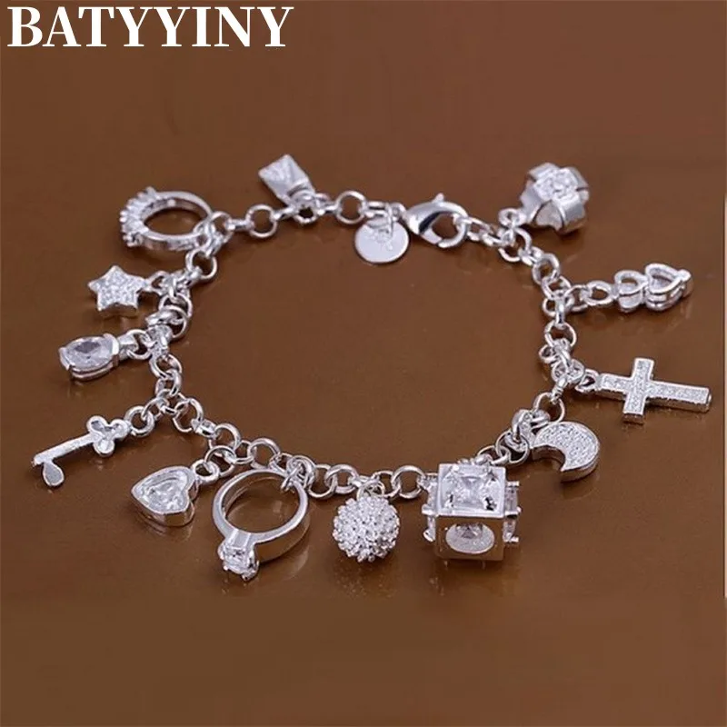 

BATYYINY Hot Sale Valentine Gift Charm 925 Silver Jewelry fFashion Bracelets Cute Women Lady Wedding Charms