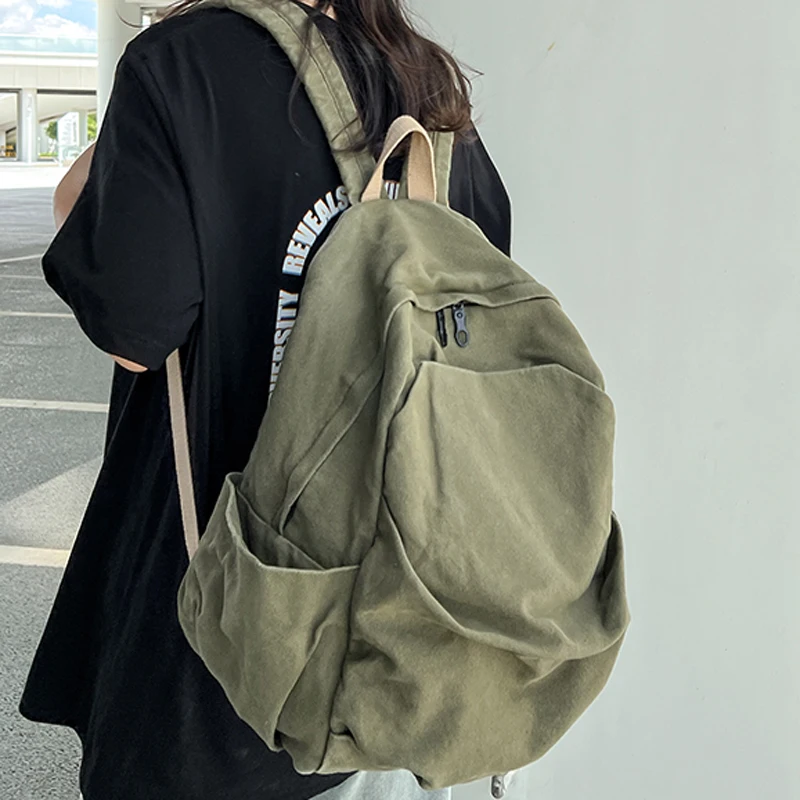 

Preppy Style Women Backpack Cool Cotton Schoolbag for Teenage Girls Shoulder Fashion Men Female Canvas Bagpack Travel Rucksack