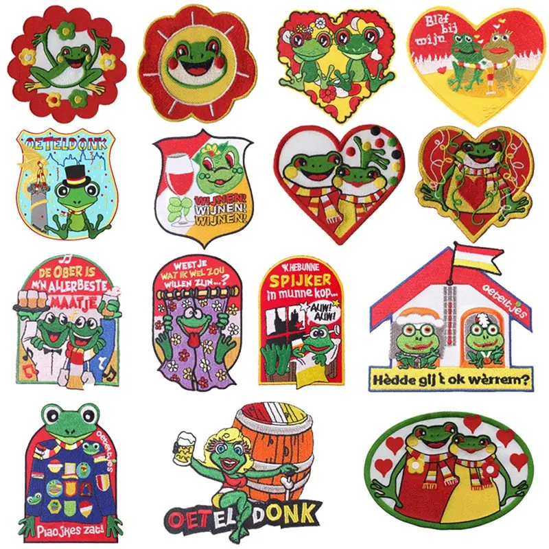 

New Emblem Embroidery Patch Forg Carnival for Netherland Iron on Patches for Clothing Frog Patches on Clothes Stickers