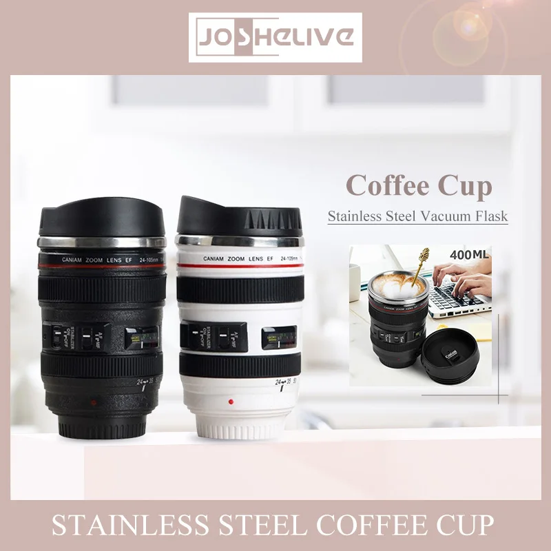 

400 мл чашка для перемешивания кофе с вкладышем из нержавеющей стали, чашка для объектива камеры SLR пятого поколения, нескользящая изоляционн...