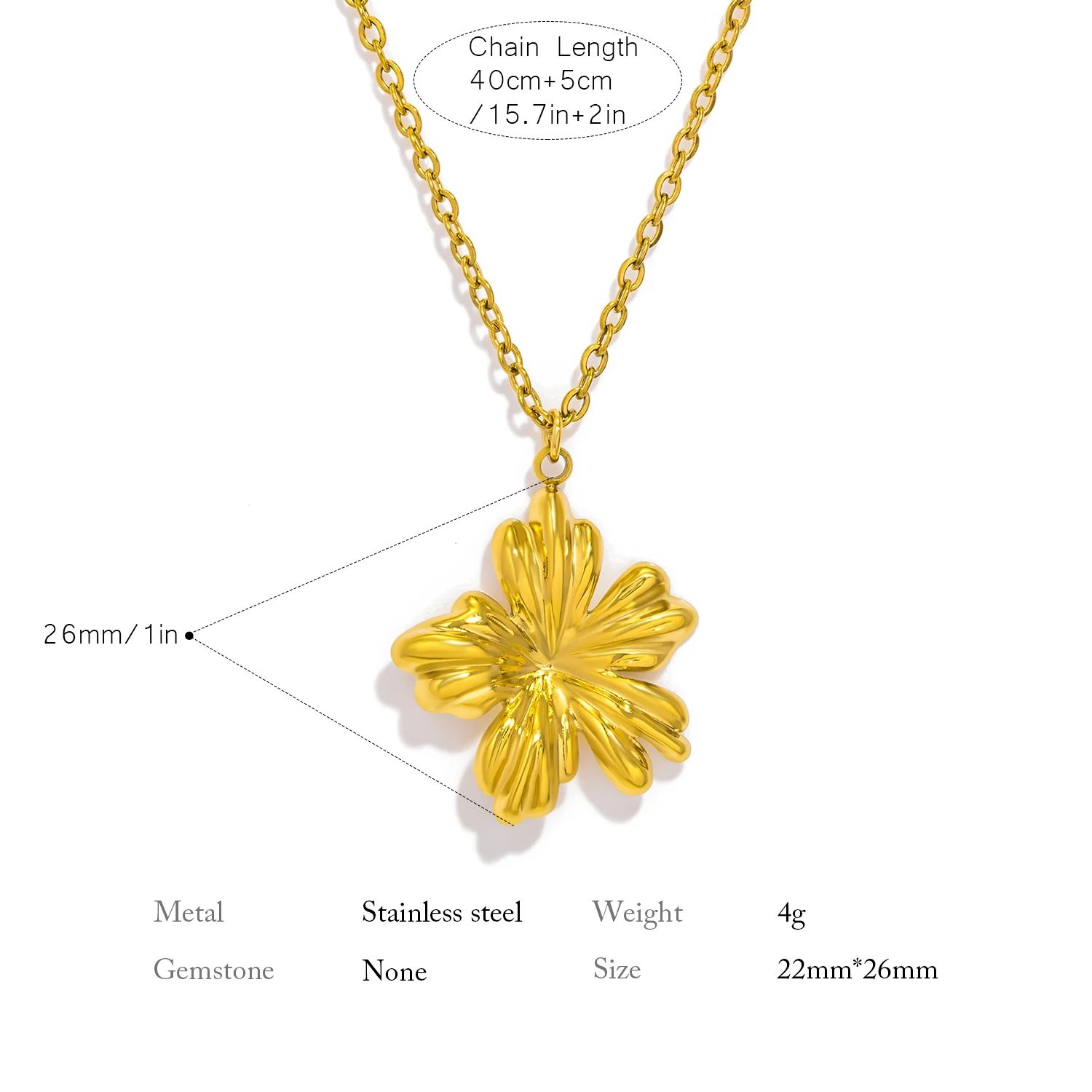 Модное ожерелье из нержавеющей стали с позолоченным цветком модное подвеской