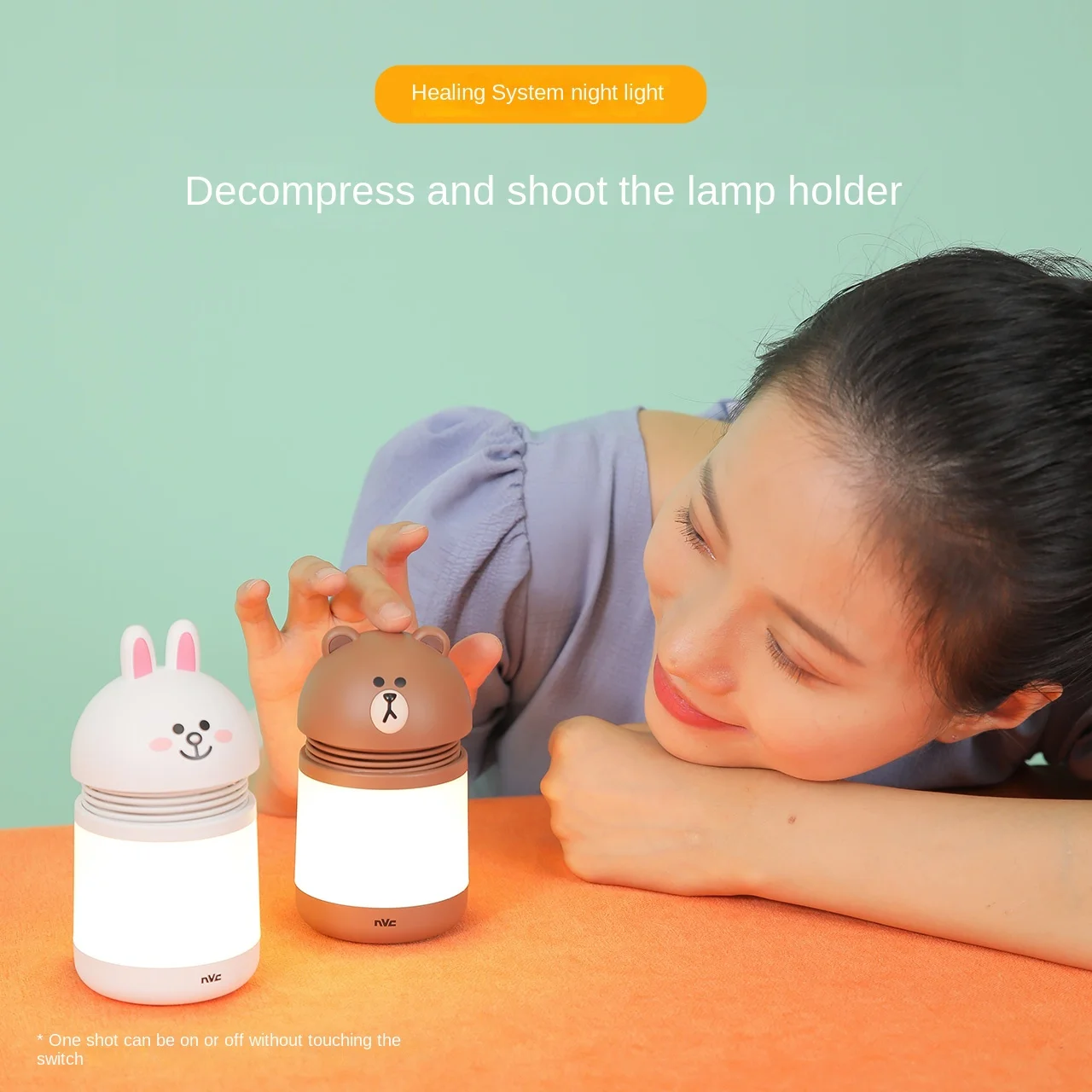 

Ночник Linefriends коричневый с мультяшным рисунком, светодиодсветодиодный лампа-антистресс в стиле аниме, весеннее освещение для детской крова...