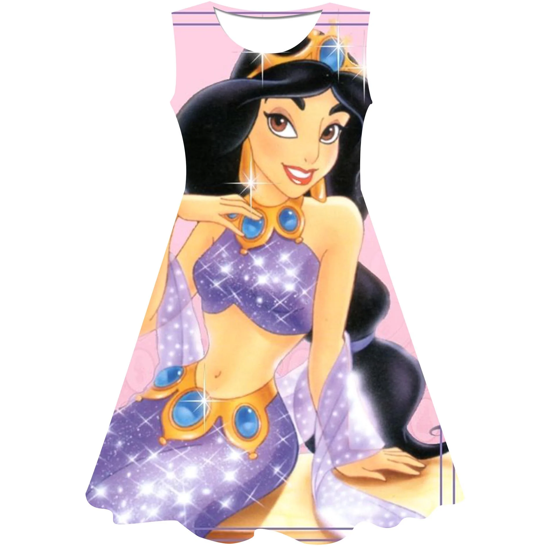 

Baby Girls Disney Jasmine Princess Dress Princess Girls Birthday Parties Dresses Children Kids Halloween Perform Frocks Costumes