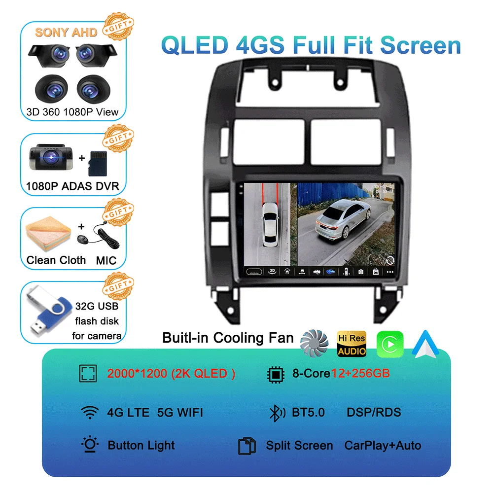 

Автомагнитола Android 16 с GPS, Carplay и QLED-экраном для Volkswagen VW Polo MK4 6Q 9N 9N3 2004-2009 годов выпуска, мультимедийный видеоплеер, стереосистема