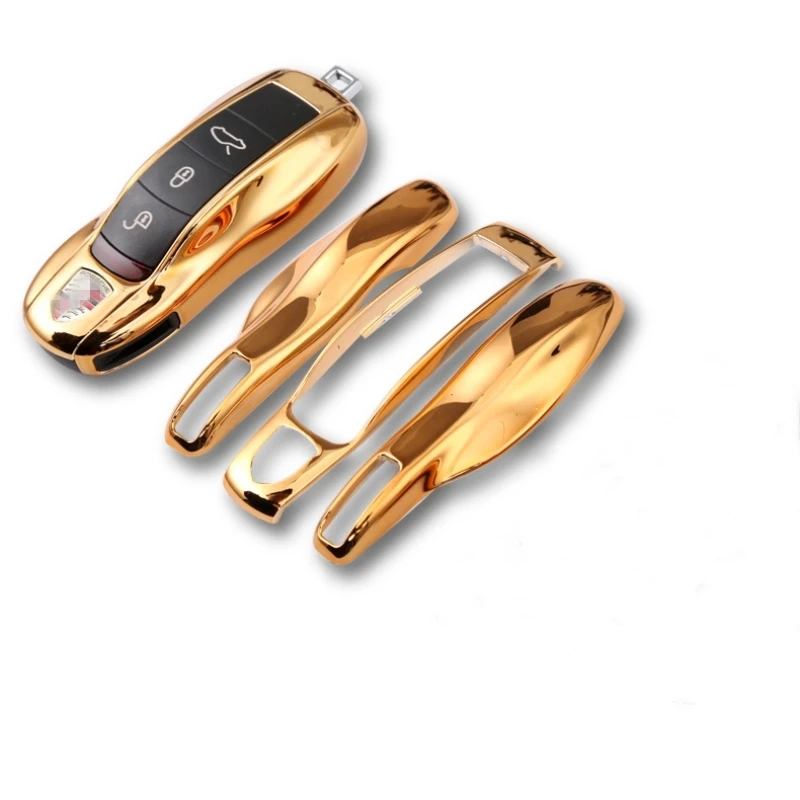 

Зеркальный Золотой Автомобильный Брелок чехол для дистанционного ключа чехол для ключа Замена для Porsche 911 Carrera Panamera Boxster Cayman Cayenne Macan