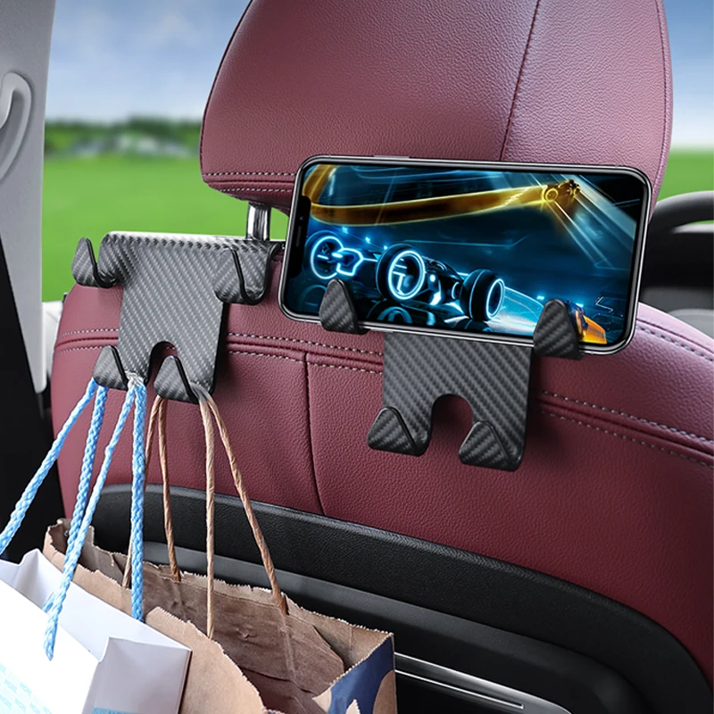 

New Carbon fiber Universal Auto Seat Headrest Hook Storage Hanger Car Vehicle Back Seat Organizer Holder Car Interior Accessorie
