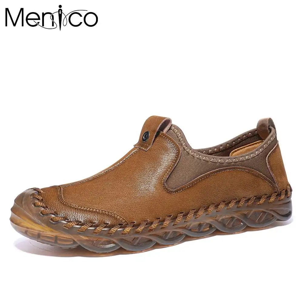 Menico 2022 New Men Hand Stitching Anti-Collision Non-Slip Soft Leather Shoes Soft...
