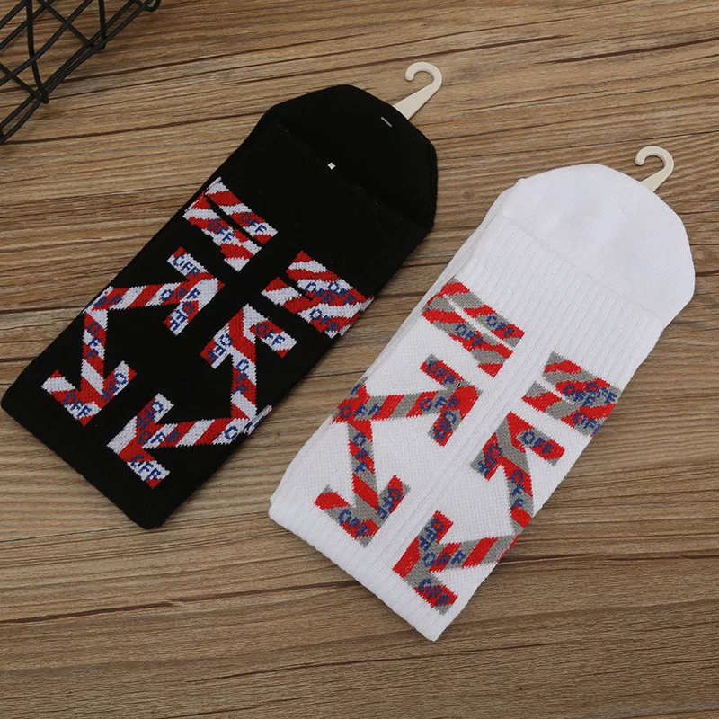 

2022 Men Sock Cross Slanted Arrow Stripe OW Fashion Harajuku Vintage Stockings Street Hip Hop Unisex Casual Couple Outdoor Socks