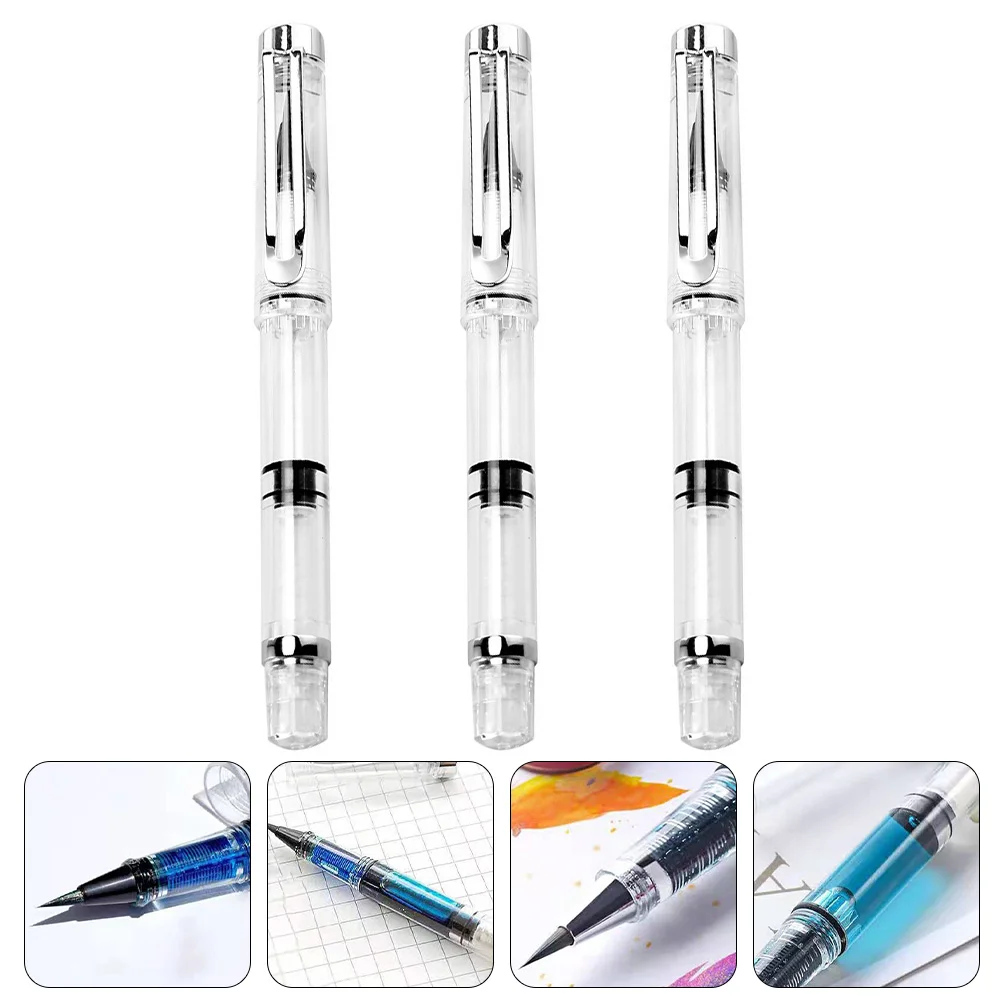

3 Pcs Japanese Pens Practice Plastic Brush Writing Portable Calligraphy Refillable Ink Student