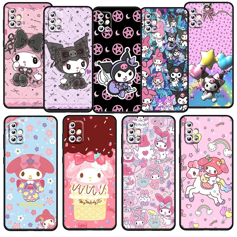 

Girl Melody Sanrio For Samsung Galaxy A52S A72 A71 A52 A51 A12 A32 A21S 4G 5G Fundas Soft TPU Black Phone Case Capa Cover Coque
