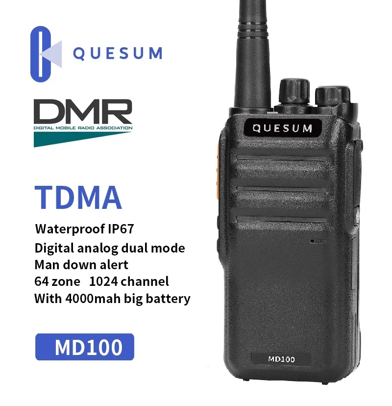 Long Range Digital Walkie Talkie Two Way Radio Rechargeable Transceiver Portable DMR MD100