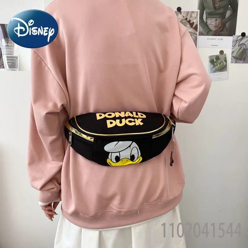 Disney Waist Bag Fashion Stitching Chest Bag Mickey Mouse Donald Duck Crossbody Bag for Girls Boys Women Large Capacity