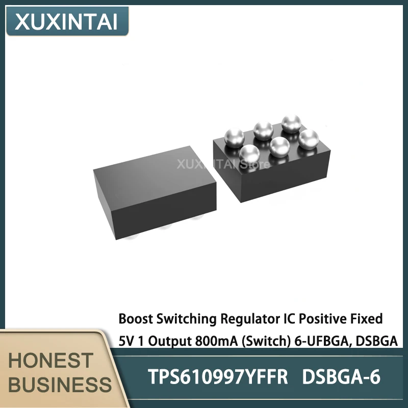 

5Pcs/Lot TPS610997YFFR TPS610997 Boost Switching Regulator IC Positive Fixed 5V 1 Output 800mA (Switch) 6-UFBGA, DSBGA