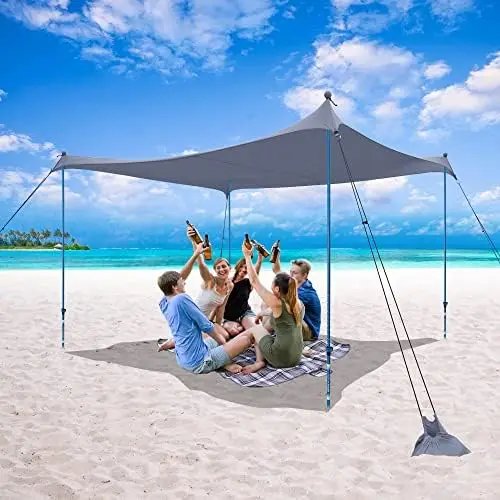 

Beach Tent Portable Pop Up Camping Sun Shelter UPF50+ Outdoor Canopy for 2-4Persons with 7FT Adjustable Aluminium 4Poles Extra-L