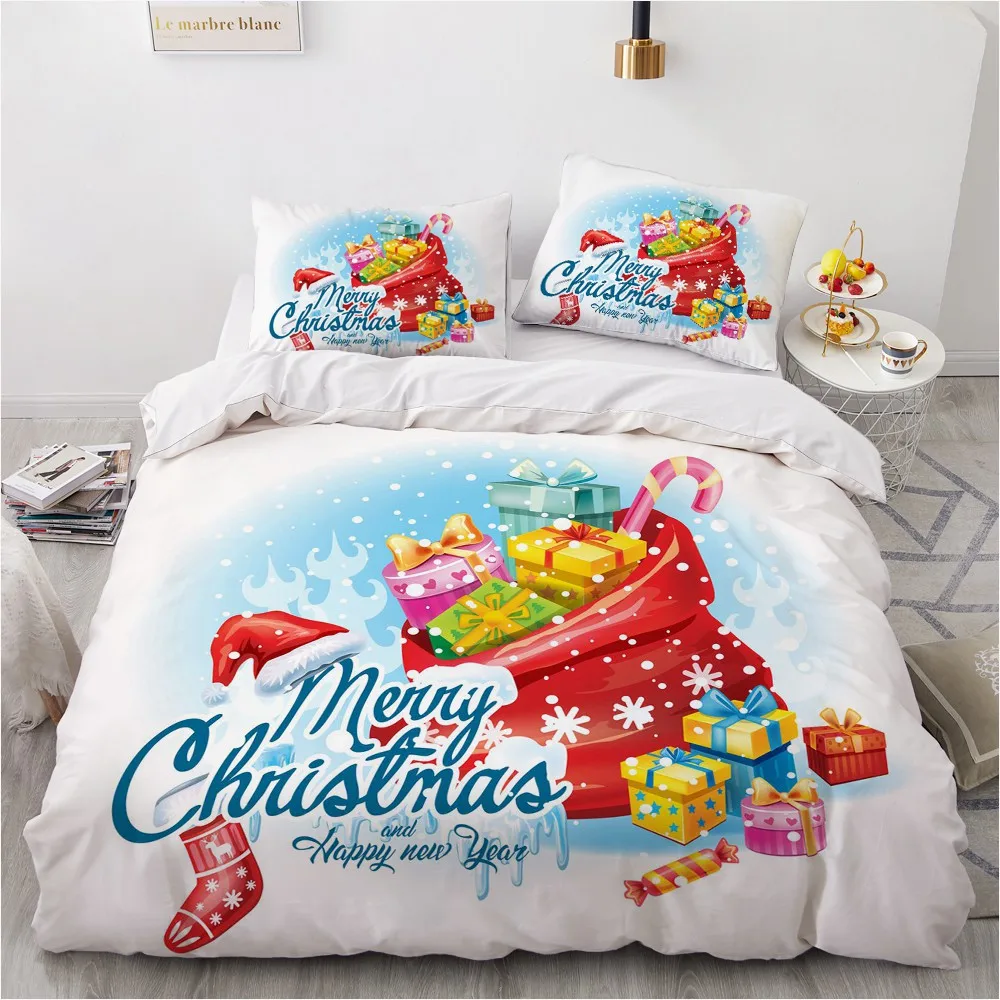 

3D Christmas Design Bed Comforter Quilt Cover Bedding Set King King Queen Double Single Size Home Textile Three-piece