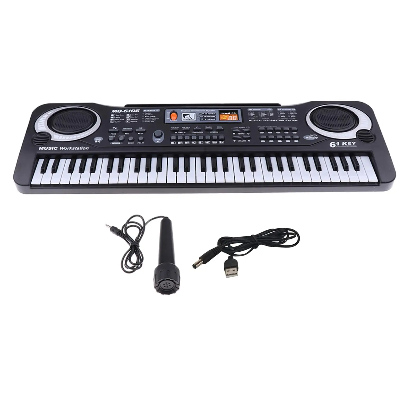 

61-Piano Keyboard with Microphone USB Rechargable for