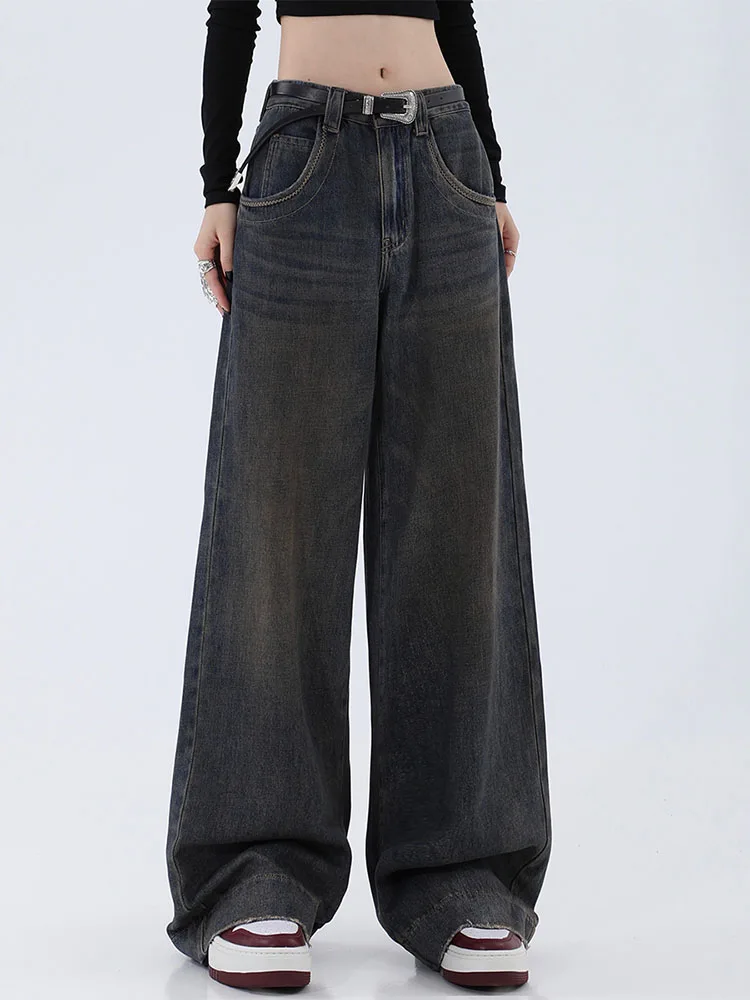 

Harajuku Wide Leg Jeans for Women, Baggy Denim Pants, Straight Vintage High Waist Trousers, Y2K Casual Fashion, Korean Style