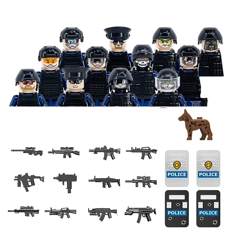 

Kids Toys Military Figures Sets Special Police Anti Terrorism Force Weapon Equipment Model Building Block Sets Boys Hobbies Gift