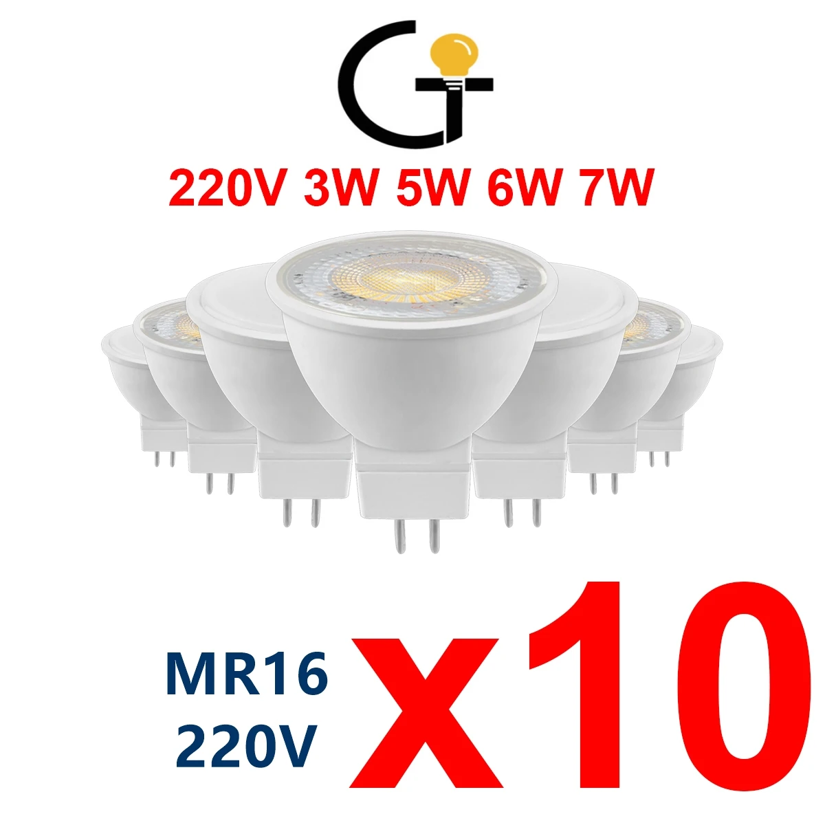 

10PC MR16 GU5.3 LED Spotlight 3W -7W AC220V Led Bulb Beam Angle 38 120 Degree for home Energy Saving indoor Light Bulb for Table