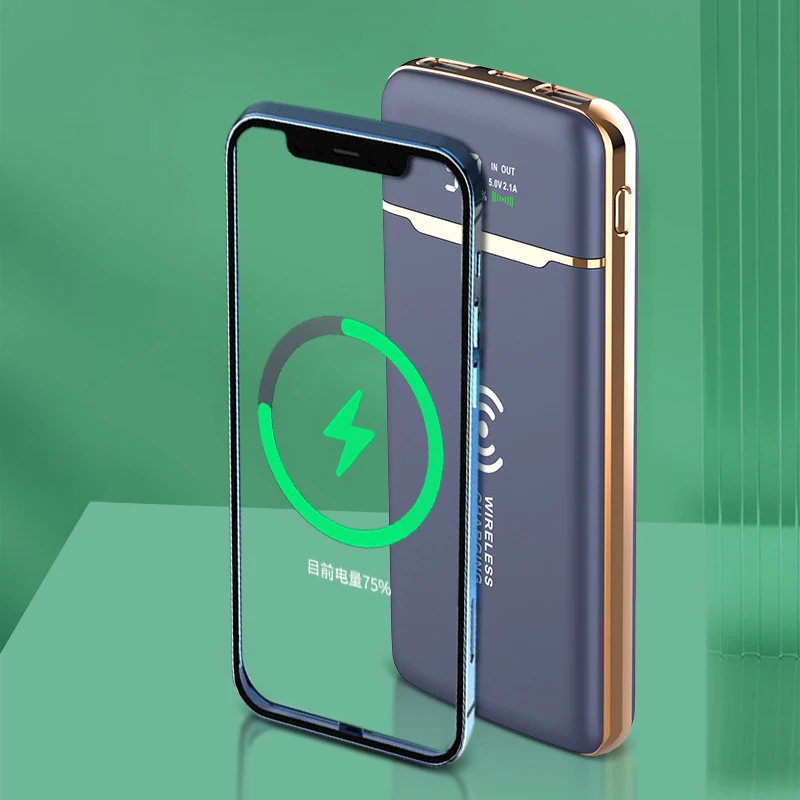 Беспроводное зарядное устройство 20000 мАч Power Bank с 4 кабелями портативный внешний