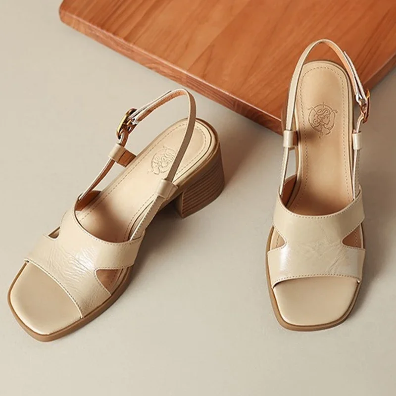 Сандалии женские на высоком каблуке классические шлепанцы массивном с открытым