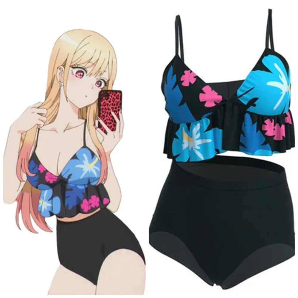 

New Anime My Dress-Up Darling Kitagawa Marin Cosplay Costumes Swimsuit Women Girl Bikini Suspenders Underwear Panties 2Pcs Suit