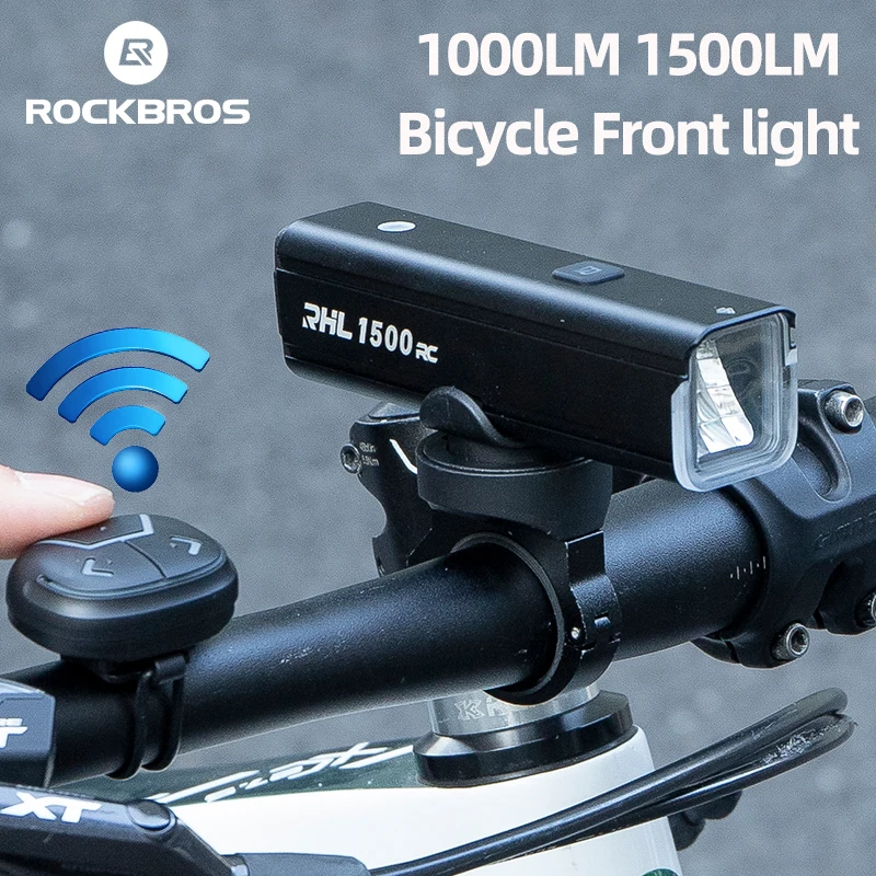 

ROCKBROS 1500LM Bicycle Light 5500mAH LED Lamp Bike Front Light Waterproof Type-C Flashlight Remote Control Cycling Headlight