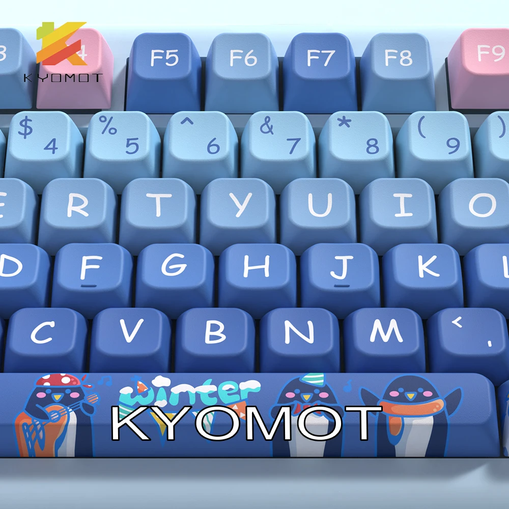 KYOMOT 158 клавиш милый пингвин зимняя тема колпачки для PBT MDA Profile Dye Sub аниме MX Switch DIY F75