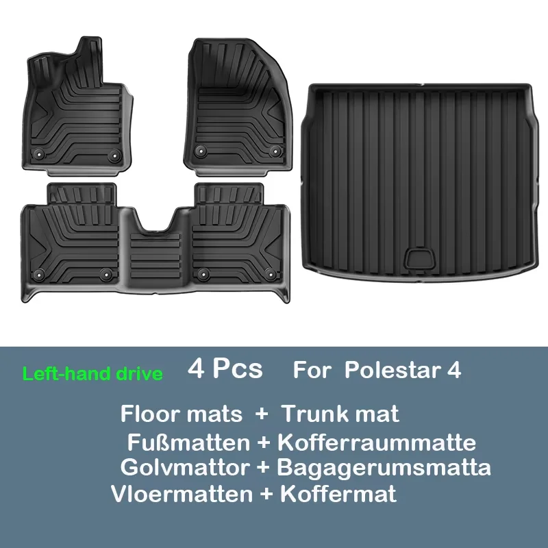 Автомобильные коврики для Polestar 4 2023 2024 2025, коврик для багажника, водонепроницаемый нескользящий коврик для ног, LHD TPE, автомобильные ковры, интерьер