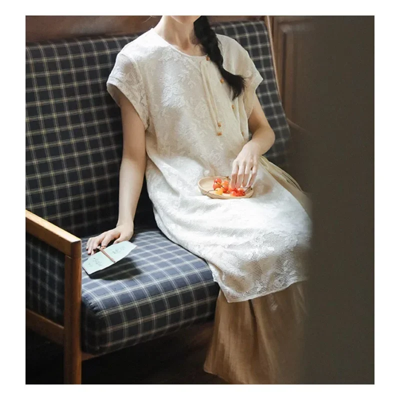 Полый жаккардовый женский кардиган в китайском стиле комплект из 2 предметов