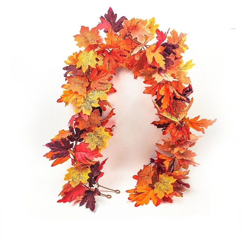 

Искусственный Кленовый Плющ лоза Хэллоуин День благодарения ротанговая настенная висячая Гирлянда для свадьбы отеля торгового центра дом...