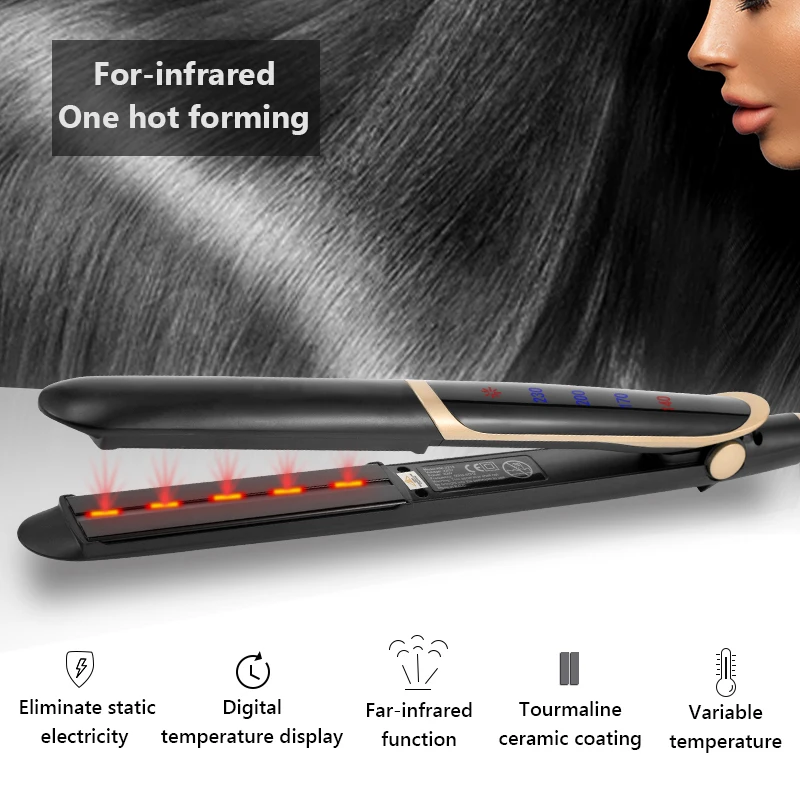 

Infrared Straight Infrared Straight Lcd Display Negative Ion Flat Iron Fast Straightening Hair Curler Flat Irons
