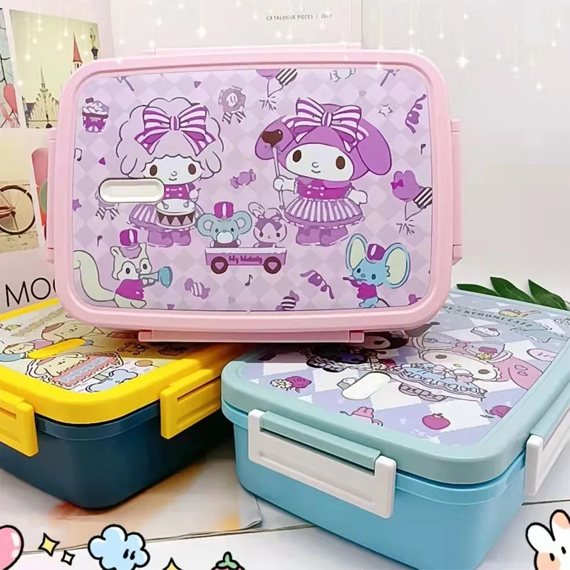 

Sanrioed Hello Kitty My Melody Cinnamoroll офисные работники, студенческие вместительные изолированные Ланч-боксы из нержавеющей стали с разделениями